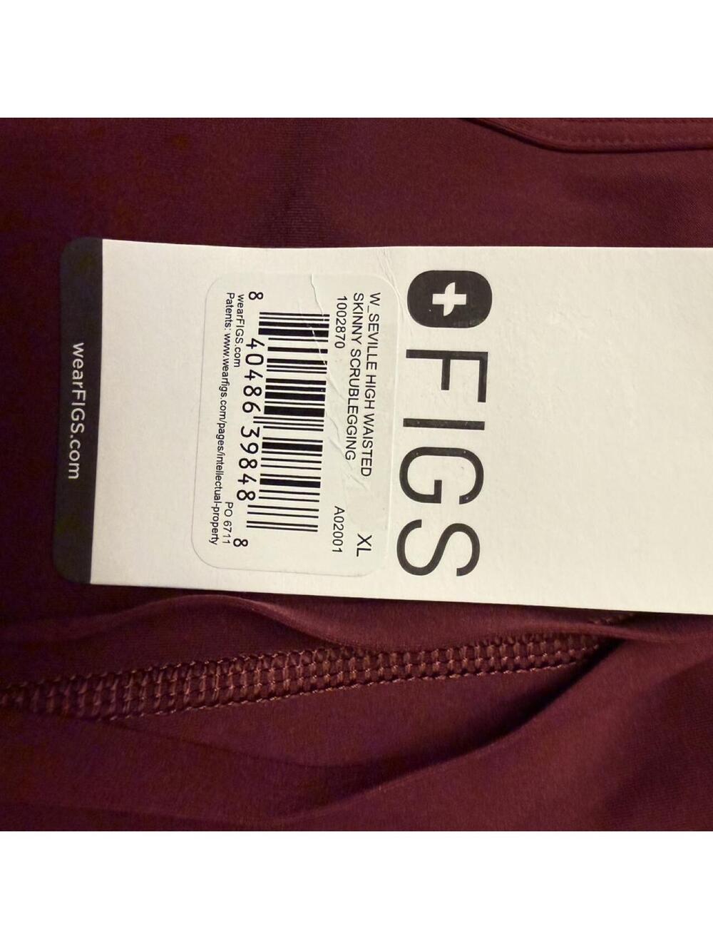 FIGS Seville High-Waisted Scrub Leggings Burgundy Size XL - Picture 8 of 8